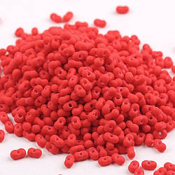 Бісер скляний у формі арахісу FARFALLE 6х4х3,2 мм 10 г Червоний матовий