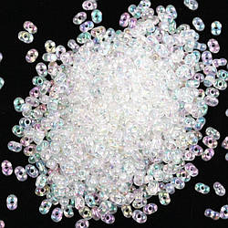 Бісер скляний у формі арахісу FARFALLE 6х4х3,2 мм 10 г Прозорий АВ