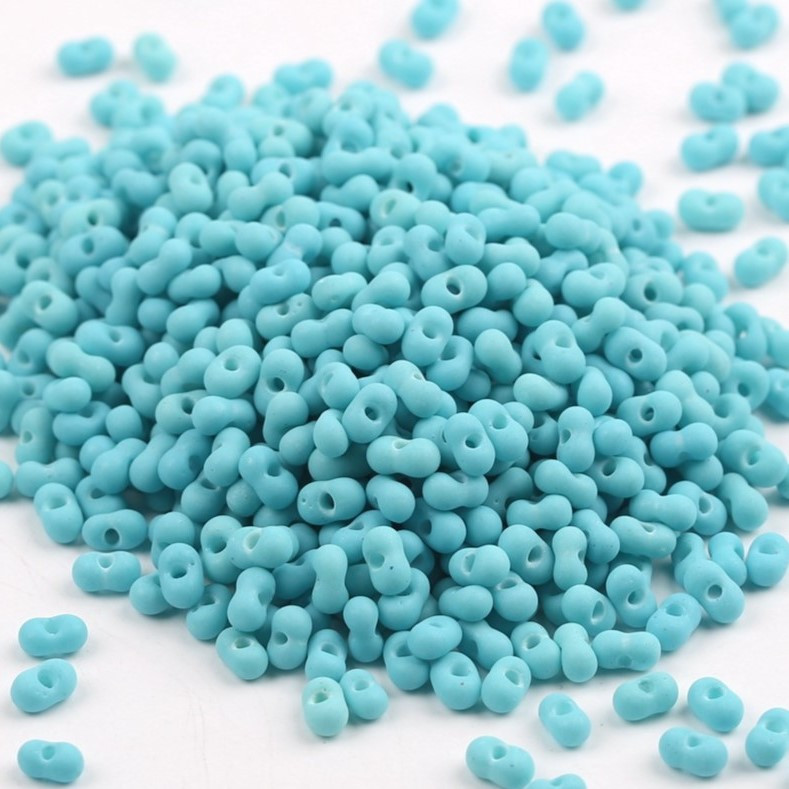 Бісер скляний у формі арахісу FARFALLE 6х4х3,2 мм 10 г Бірюзовий матовий, фото 1