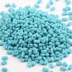 Бісер скляний у формі арахісу FARFALLE 6х4х3,2 мм 10 г Бірюзовий матовий