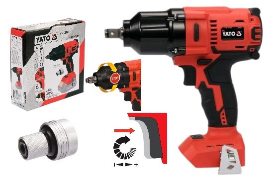 Гайковерт ударний акумулят безщітковий YATO:квадрат-1/2",700 Нм, Li-Ion 18 В (БЕЗ АКУМУЛЯТОРА)