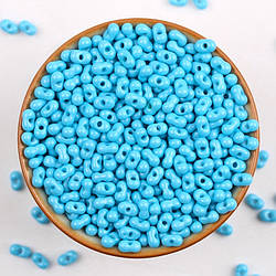 Бісер скляний у формі арахісу FARFALLE 6х4х3,2 мм 10 г Блакитний