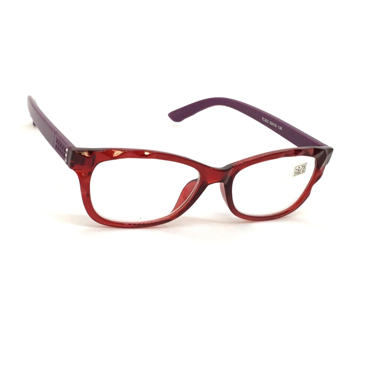 Жіночі окуляри з білою лінзою 523 бордові