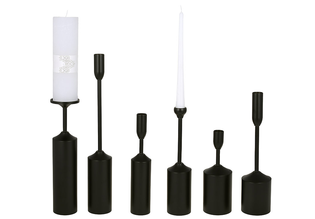 Набір свічників 6шт, колір - чорний, розмір: 39.5, 28.5, 28, 26, 25, 20см, фото 1