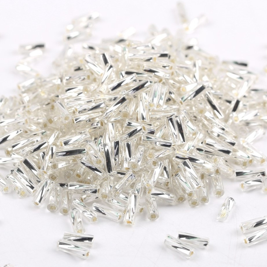 Бісер стеклярус гвинтовий блискучий 3,7х9 мм 25 г Сріблястий, фото 1