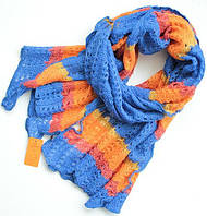 Яркий полосатый женский теплый шарф 180 на 50 dress V1731_3 голубой