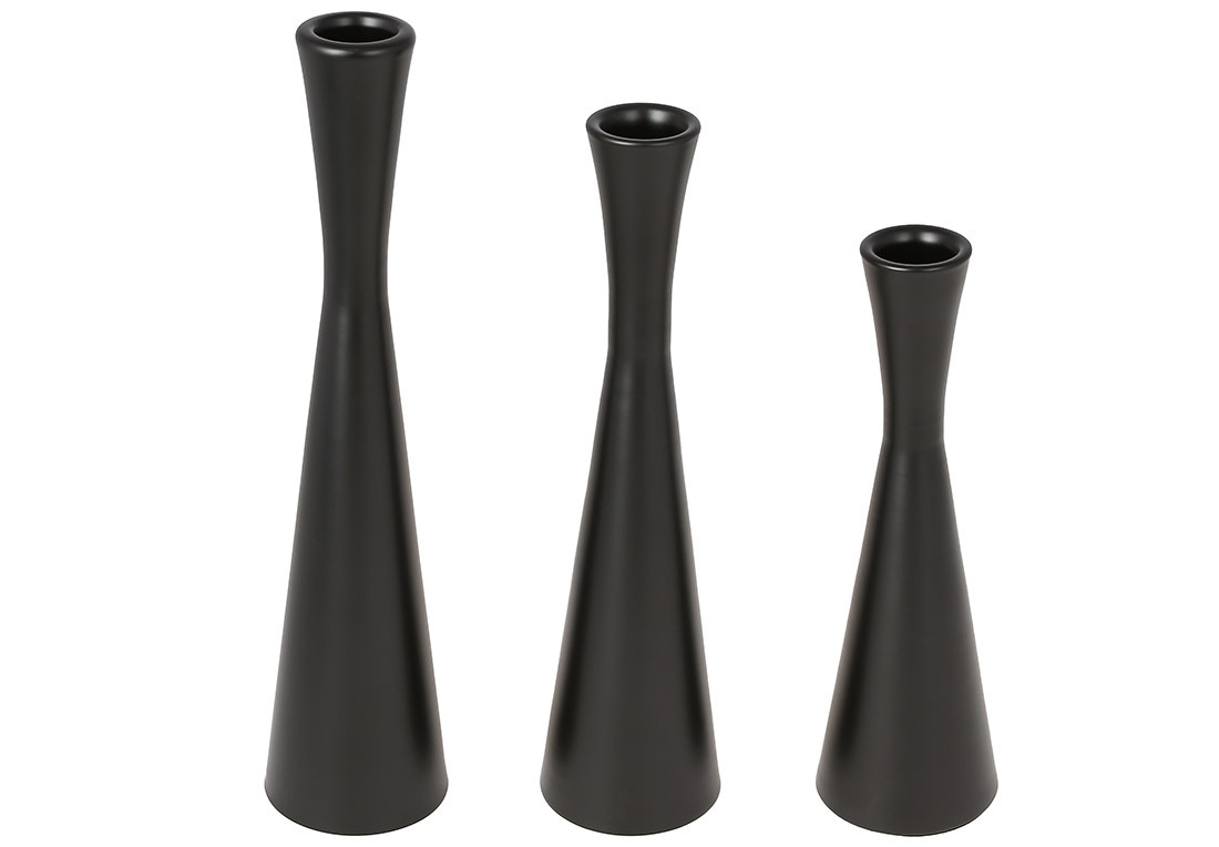 Набір свічників 3шт, колір - чорний, 19см, 21.5см, 26см, фото 1