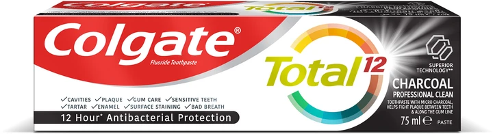 Зубна паста Colgate Total 12 Деревне вугілля, 75 мл