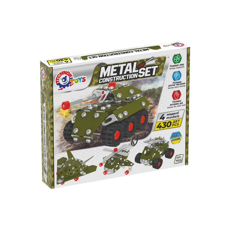 Дитячий металевий конструктор "Військова техніка" 9512TXK 430 деталей, фото 1