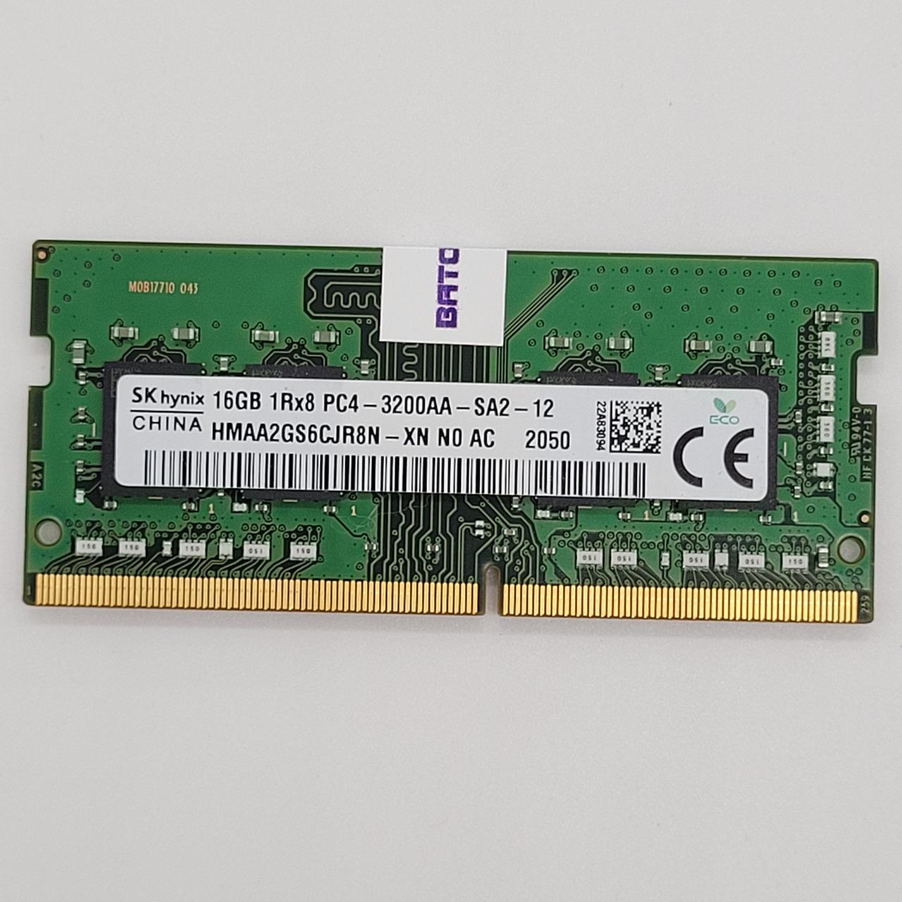 Оперативна пам'ять для ноутбука Hynix SODIMM DDR4 16Gb 3200MHz PC4-25600 CL22 (HMAA2GS6CJR8N-XN N0 AC) Б/В