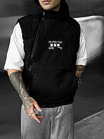 Теплий осінній косий чоловічий жилет з капюшоном на блискавці, утеплена демісезонна безрукавка для хлопців