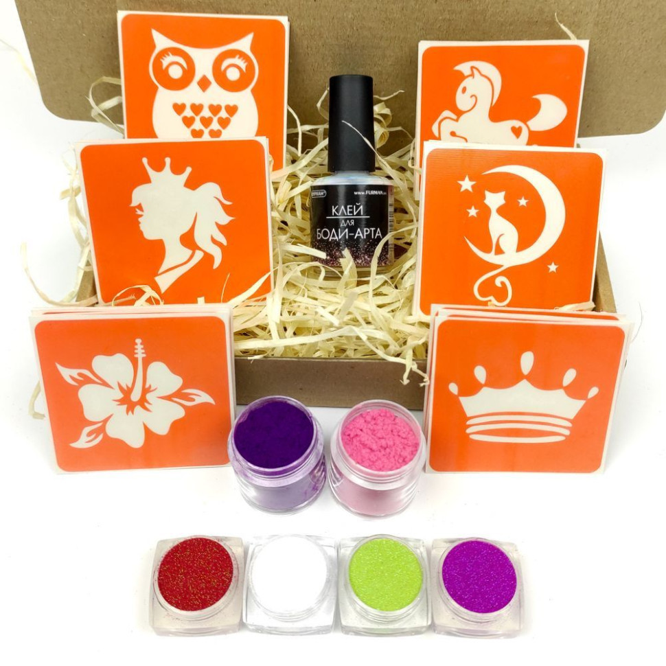 Набір для біо-тату "Для дівчаток №2 - гліттер" set-girls-2-glitter, фото 1