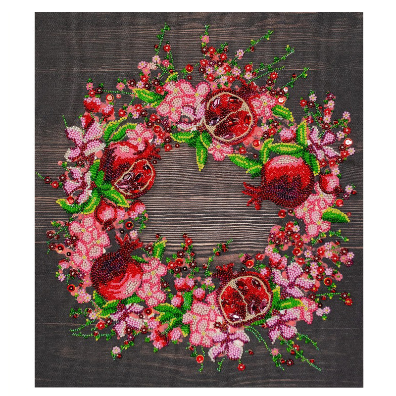 Набір для вишивання бісером "Червоні гранати" AB-890 на натуральному полотні, фото 1