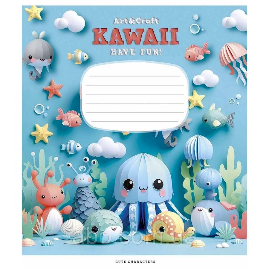 Зошит учнівський "Kawaii" 012-3398C-2 в косу лінію, 12 аркушів, фото 1