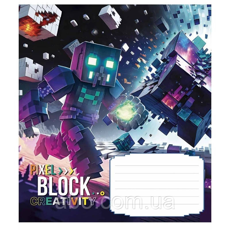 Зошит учнівський "Pixel Block" 012-3407K-3 в клітинку, 12 аркушів, фото 1