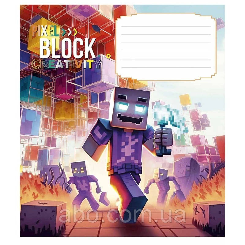 Зошит учнівський "Pixel Block" 012-3407K-5 в клітинку, 12 аркушів, фото 1
