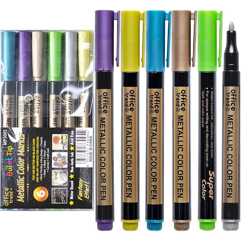 Набір фломастерів METALLIC MP3002/3005, 6 кольорів, фото 1