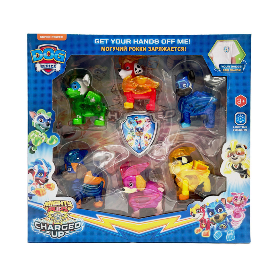 Ігровий набір Щенячий Патруль PH038, 6 фігурок які світяться та нагрудний значок, фото 1