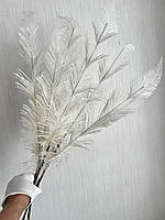 Гілка для новорічного декору . Потрійне біле перо ( 80 см ), фото 2