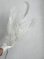 Гілка для новорічного декору . Потрійне біле перо ( 80 см ), фото 7
