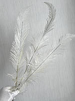 Гілка для новорічного декору . Потрійне біле перо ( 80 см ), фото 8