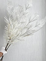 Гілка для новорічного декору . Потрійне біле перо ( 80 см ), фото 4