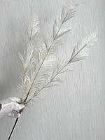 Гілка для новорічного декору . Потрійне біле перо ( 80 см ), фото 9