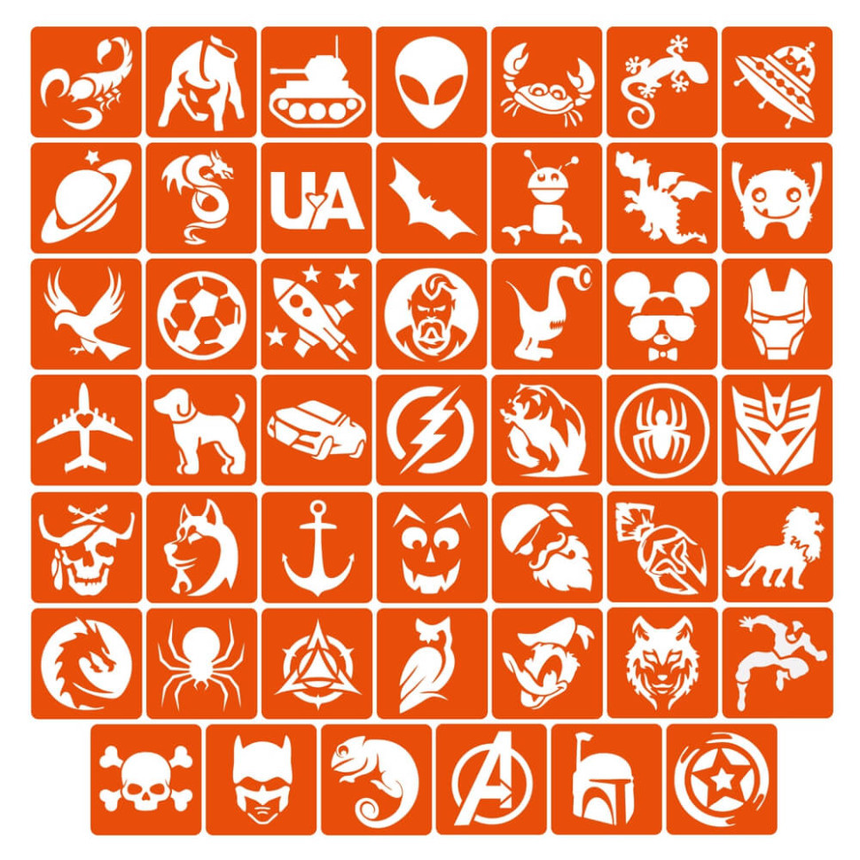 Набір трафаретів для біо-тату «Для хлопчиків №1» boys_simple_1_4x4_48_1, фото 1