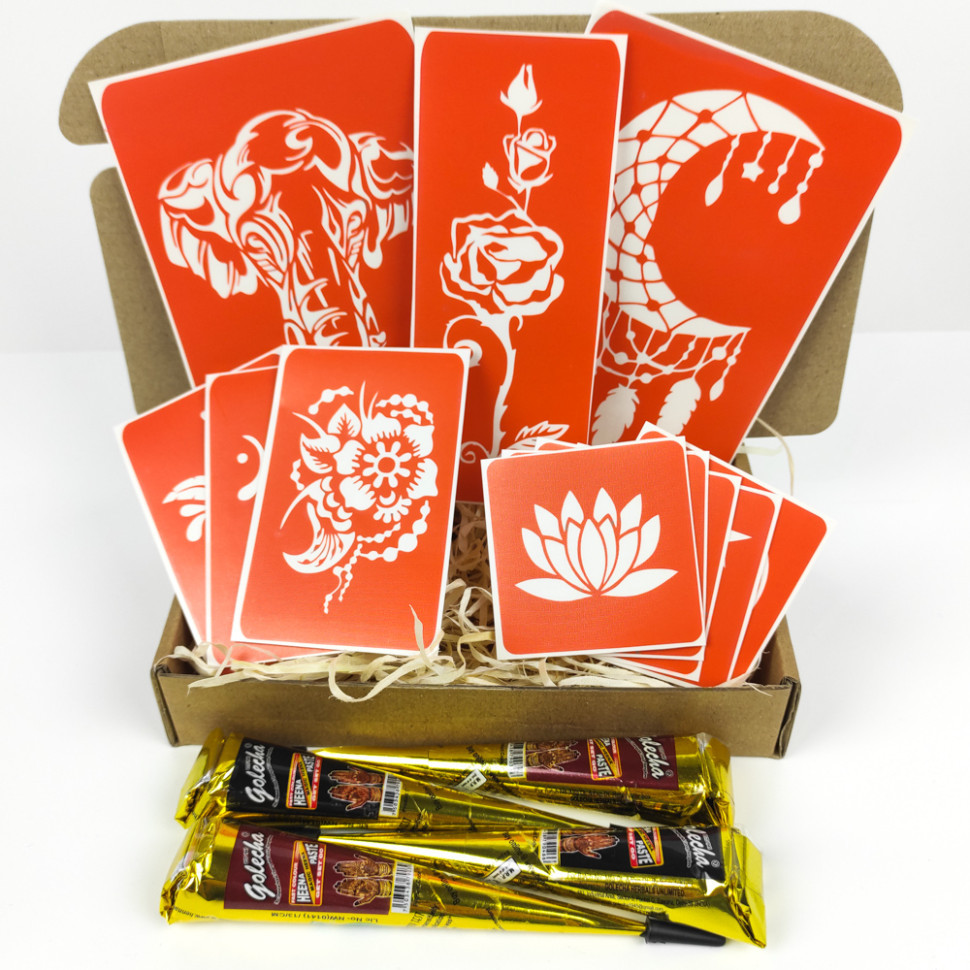 Набір хни з трафаретами для біо-тату №5 henna-set-05, фото 1