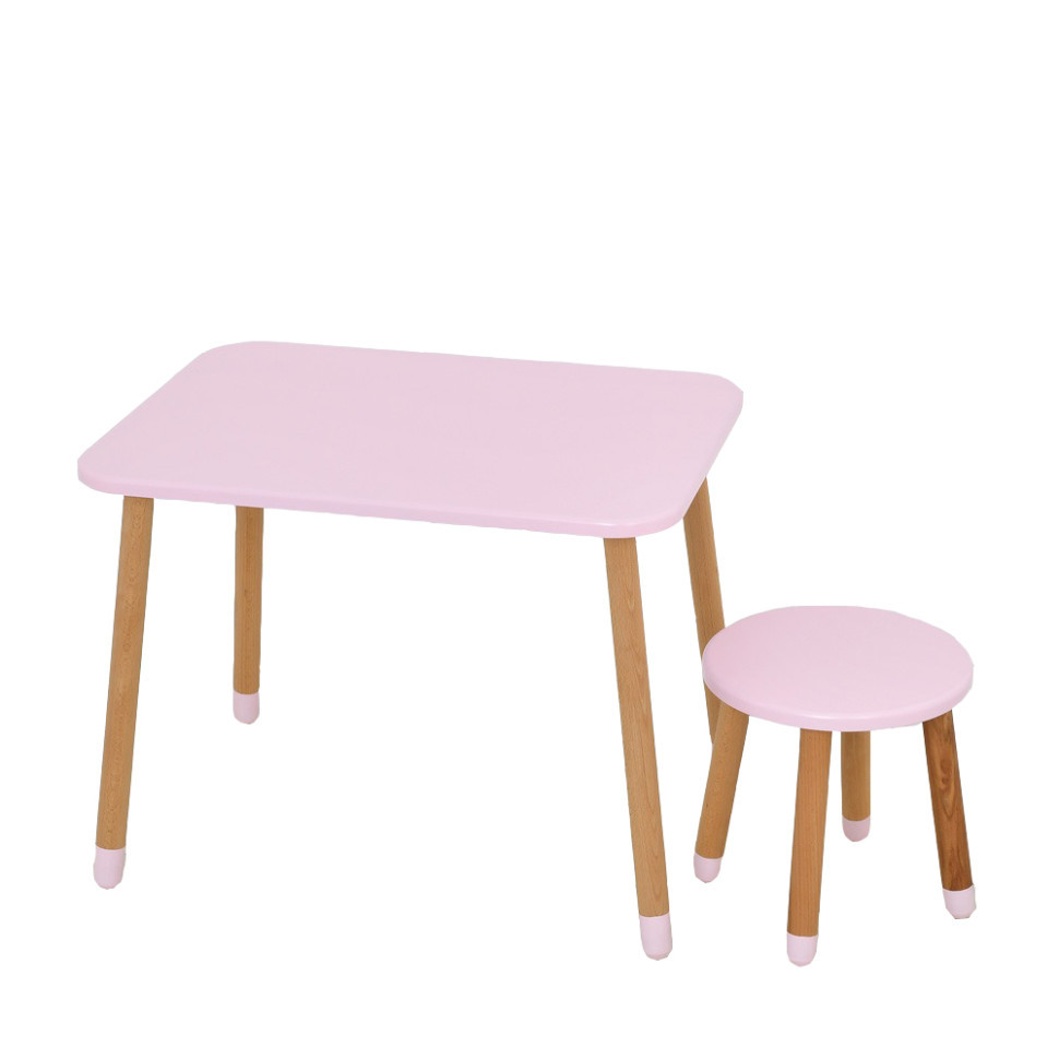 Дитячий стіл з табуреткою 04-026R МДФ, дерево, рожевий, фото 1