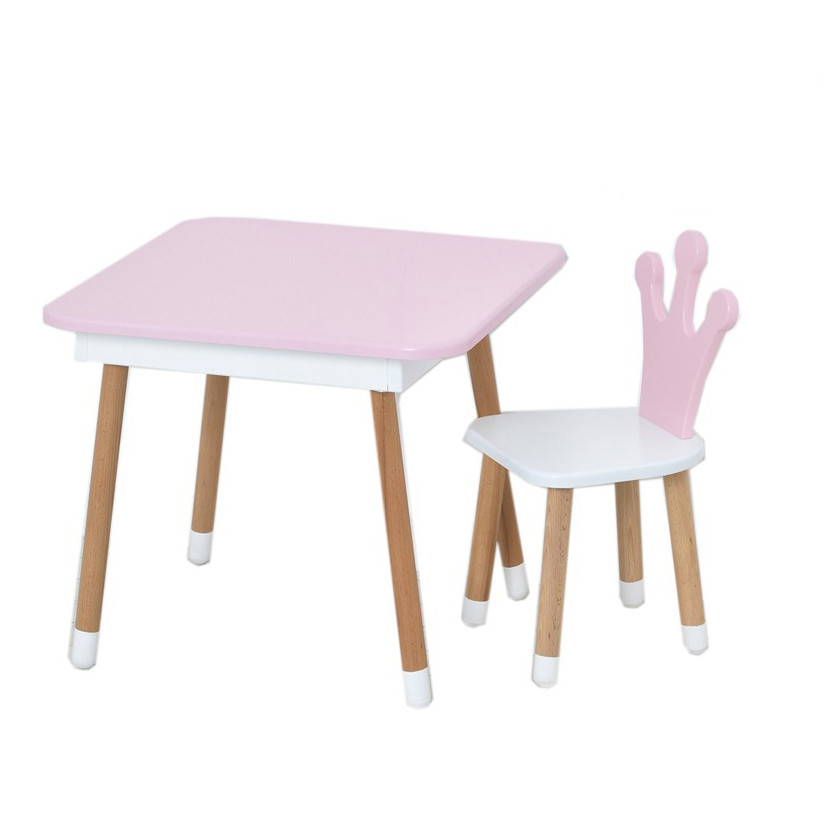 Столик зі стільцем "Корона" 06-025R-BOX з ящиком, рожево-білий, фото 1