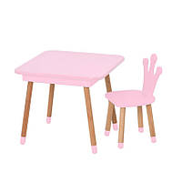 Столик зі стільцем "Корона" 09-025R-BOX з ящиком, рожевий