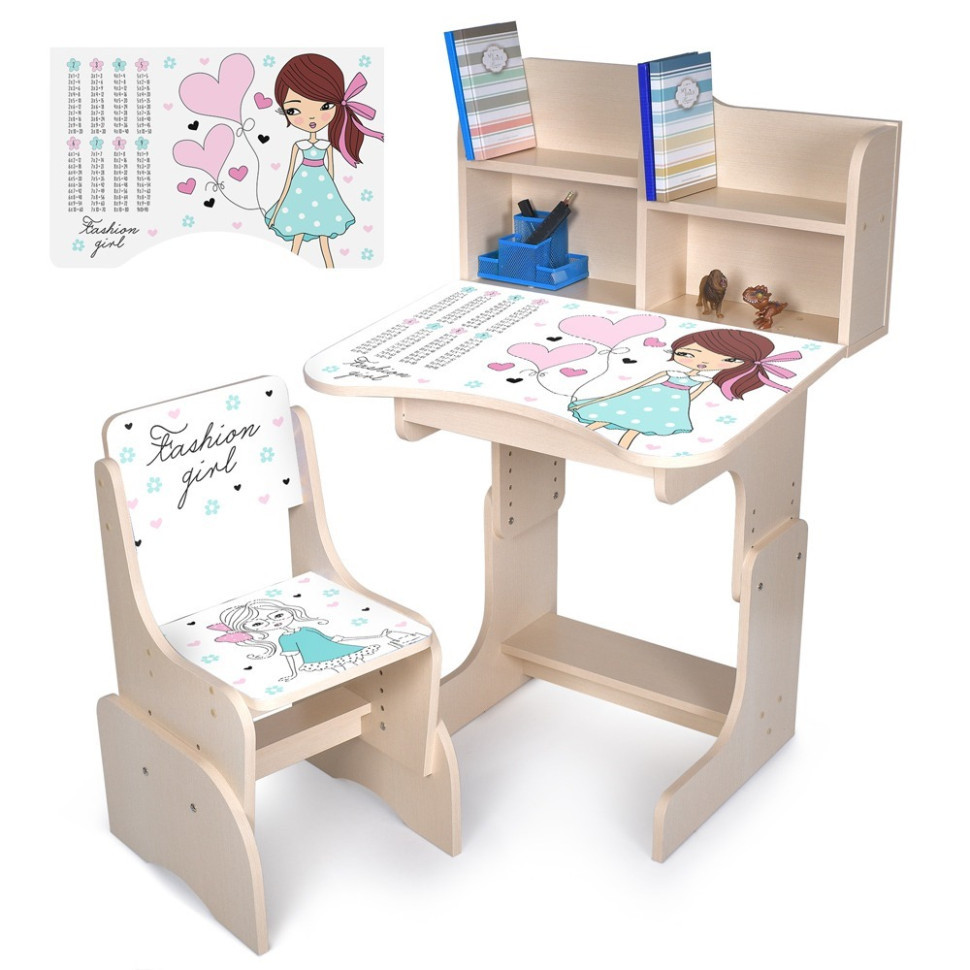 Дитяча Парта N 2071-8-2 дерево, зі стільчиком, фото 1