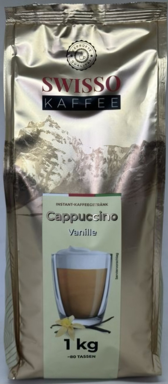 Капучино Swisso Kaffee Cappuccino VANILLE 1000г Німеччина (SWISSO VANILLA 1кг),
Капучино Свіссо зі смаком Ванілі