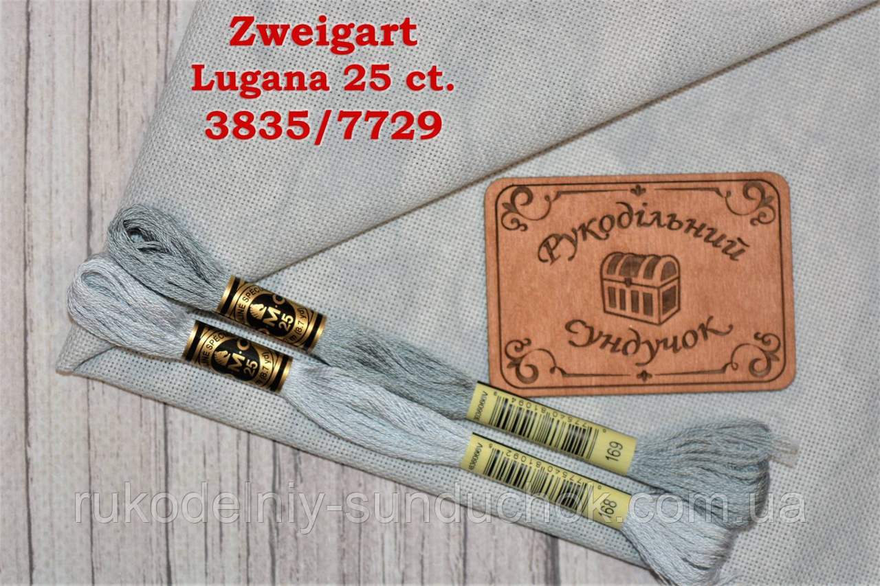 Тканина рівномірного переплетення Zweigart Lugana 25 ct. 3835/7729 Vintage Grey (сірий неоднотонный)