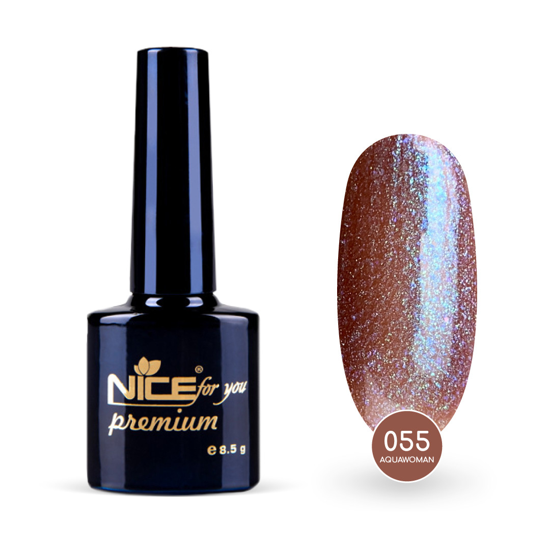 Гель-лак Nice for you Aquawoman Premium №055 Коричнево-синій 8.5 г