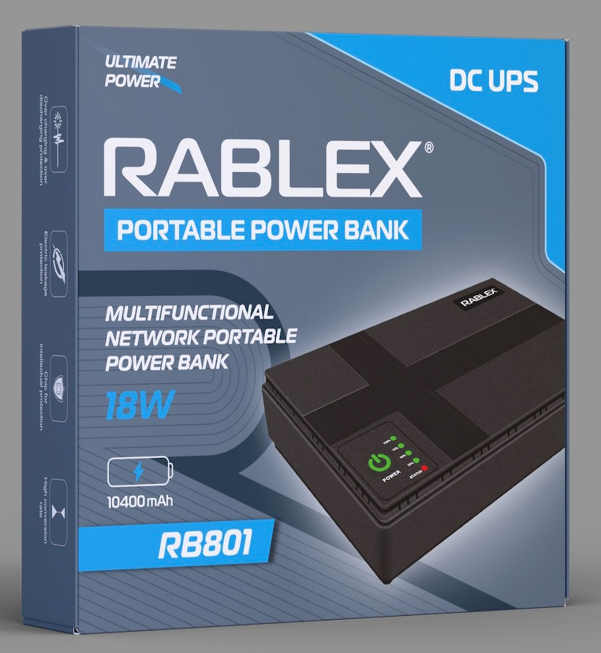 Бесперебійник Rablex RB 801 18W Happy Home UPS для роутера WI-Fi 5/9/12 В 10400 мА/год
