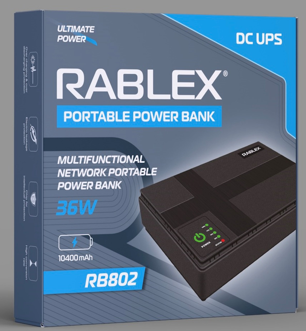 Бесперебійник Rablex RB 802 36W Happy Home UPS для роутера WI-Fi 5/9/12 В 10400 мА/год