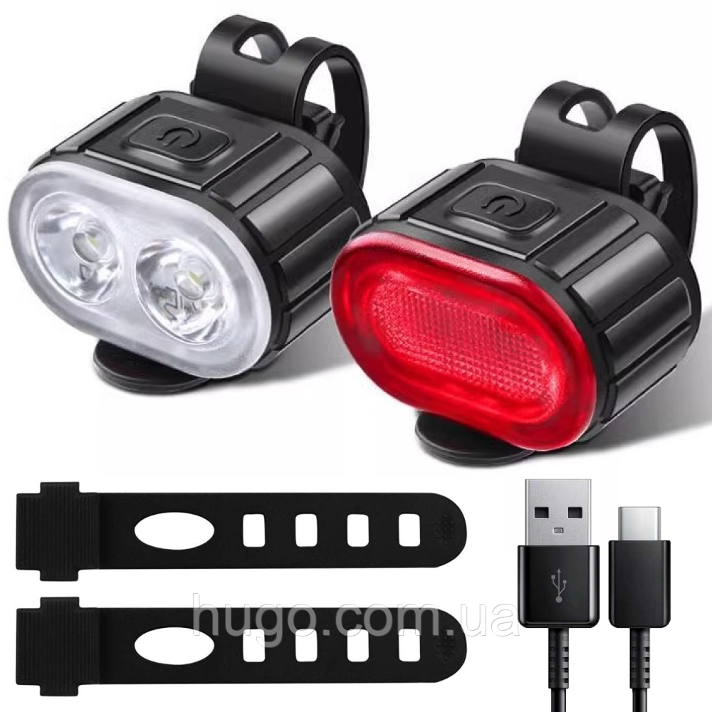 Акумуляторний велосипедний ліхтар із заднім габаритом та USB, ZH-078 / Світлові сигнали для велосипеда