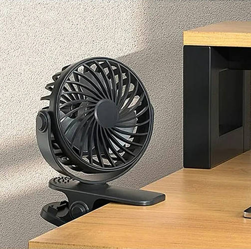 Вентилятор прищепка с аккумулятором вращающийся подвесной черный (ID ...