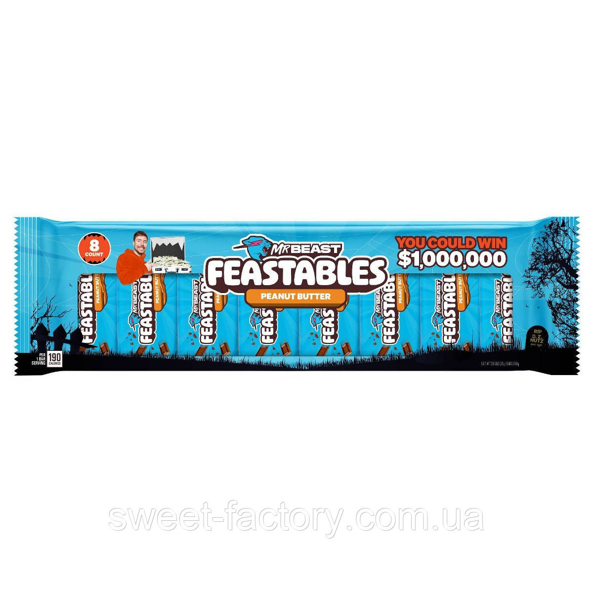Шоколад Feastables Mr Beast Bar Milk Chocolate Peanut Butter 8s 280g