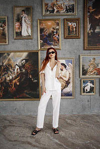 Костюм Poliit з жатого льону білого кольору S/36, М/38