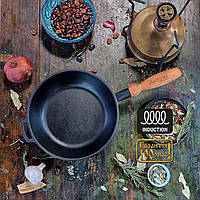 Сковорода чавунна Maysternya з дерев'яною ручкою 24х6см Т304