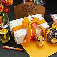 Подарунок вчителю "Солодка вдячність", фруктово-квітковий чай, медові десерти, апельсинові чіпси
