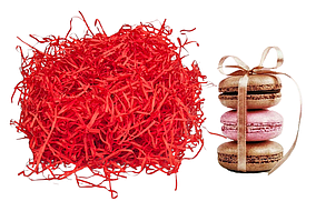 ОПТ 500 грам/2мм Пергамент стружка (відео) наповнювач для упаковки продуктів харчування, колір червоний, виробник