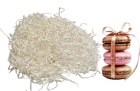 ОПТ 500 г/2мм Пергамент стружка (відео) для декору упаковки продуктів харчування, колір білий, виробник