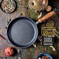 Сковорода чавунна Maysternya з дерев'яною ручкою 26х4 см Т303