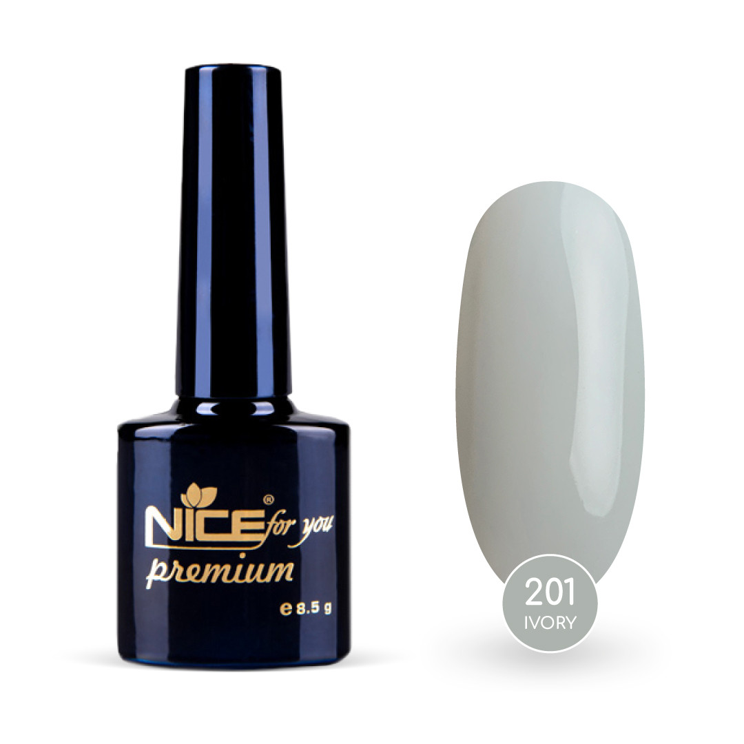 Гель-лак Nice for you Ivory Premium №201 Сірий 8.5 г