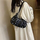 Жіноча сумка 8615 багет крос-боді чорна, фото 5