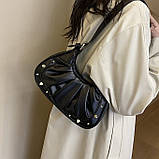 Жіноча сумка 8615 багет крос-боді чорна, фото 6
